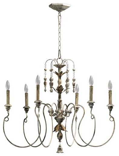 White 6 Light Chandelier