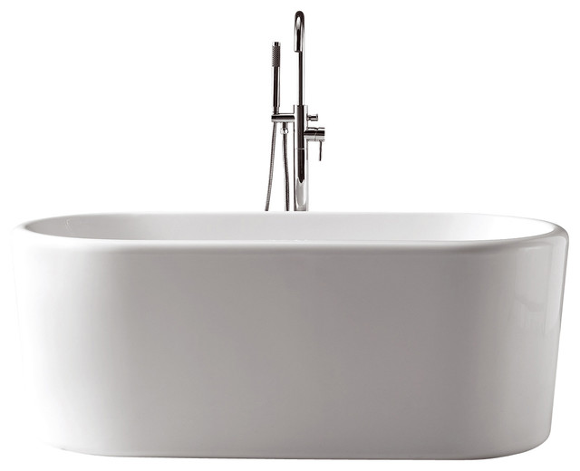 Virtu USA 67x27.5 Inch Serenity Freestanding Soaking Tub w/ Center