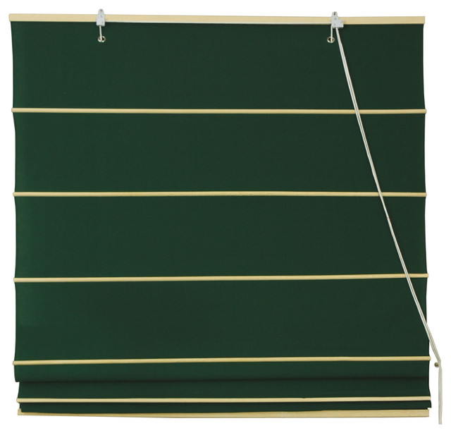 Cotton Roman Shades, Dark Green Contemporary Roman Shades by