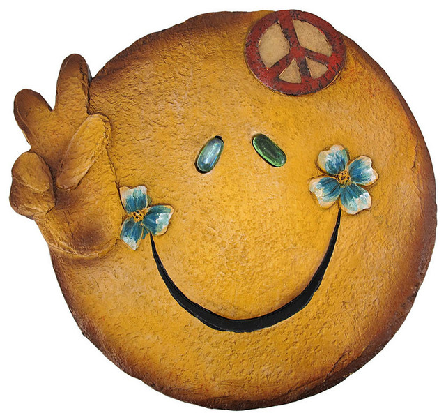 Decorative Smiley Face Peace Sign Stepping Stone/Wall Plaque