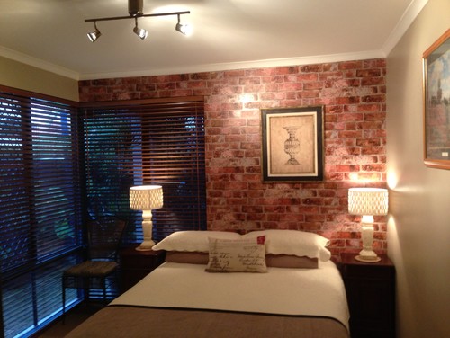 Faux Brick Wallpaper In Bedroom and Living Room