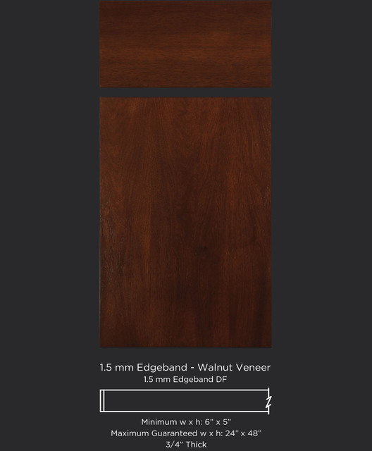Walnut Edgebanded Veneer Slab Doors Contemporary Kitchen