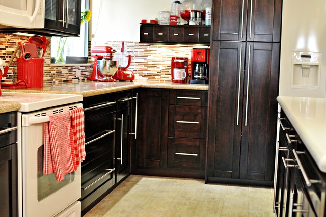Red Spicy Hot Kitchen eclectic kitchen