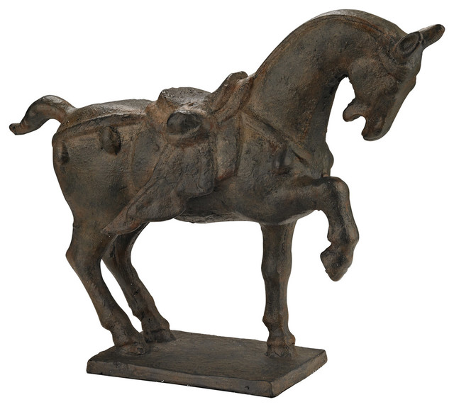 Ming Horse Statuary in Antique Bronze - Traditional - Statues