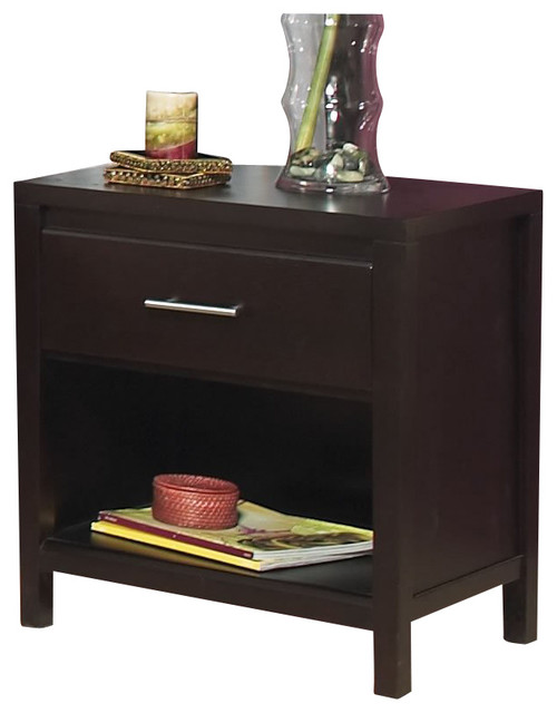 Modus Nevis 1 Drawer Nightstand in Espresso Modern Nightstands And