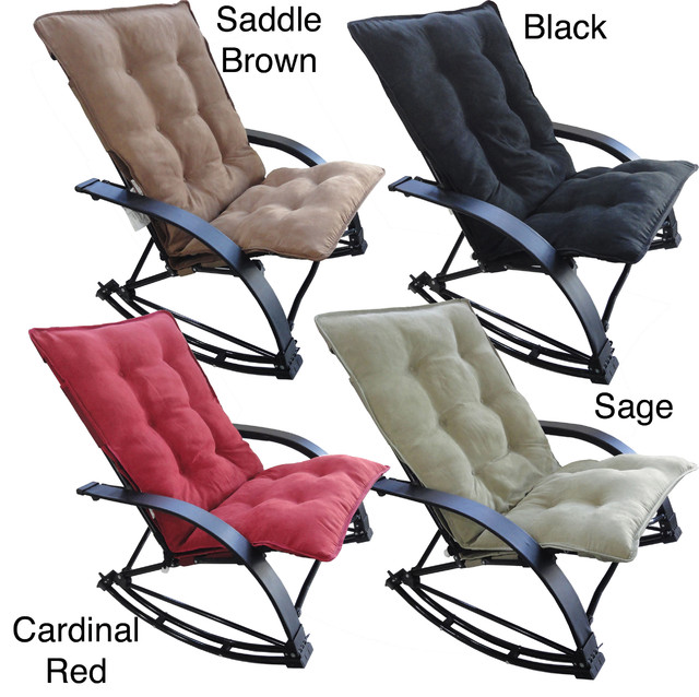 Indoor/ Outdoor Folding Rocking Chair with Chaise and Microsuede Cover