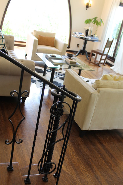 Spanish Style Updated Wrought Iron Stair Rail - Traditional - Living