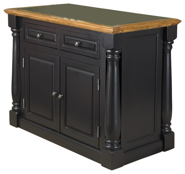 Home Styles Monarch RollOut Leg Granite Top Kitchen Island in Black
