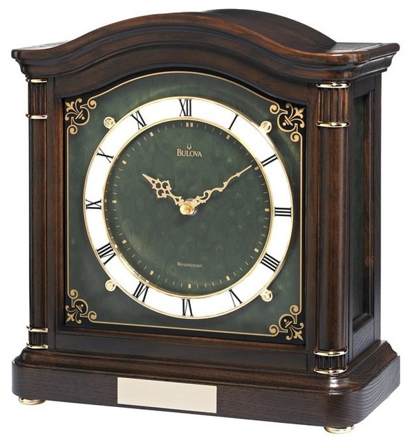 Bulova Wiltshire Chiming Mantel Clock Transitional Desk And Mantel