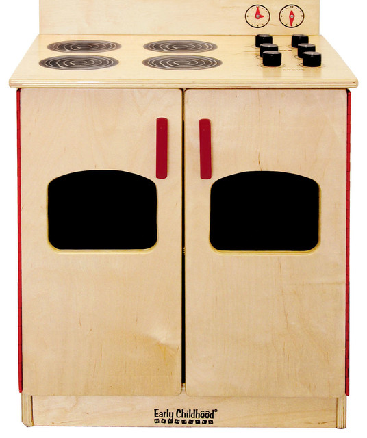 Ecr4Kids Play Kitchen Stove With Storage Shelf Sturdy Birch W/4