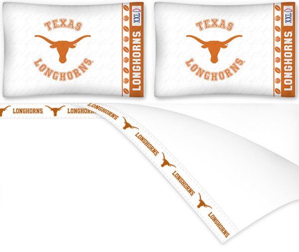 NCAA Texas Longhorns Football Queen Bed Sheet Set Modern Kids