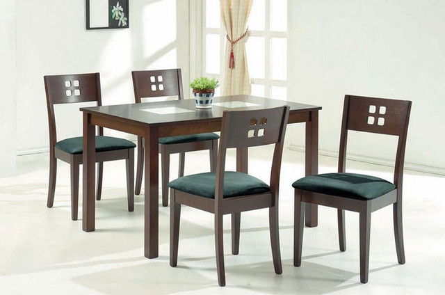 Exotic Wood and Glass Top Modern Furniture Table Set - modern ...