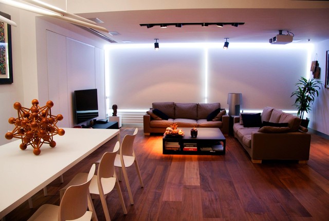 Living room with indirect recessed LED light. - Modern ...