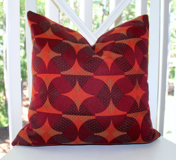 Burgundy Purple Orange Plum Geometric Mod Pillow Cover Decorative