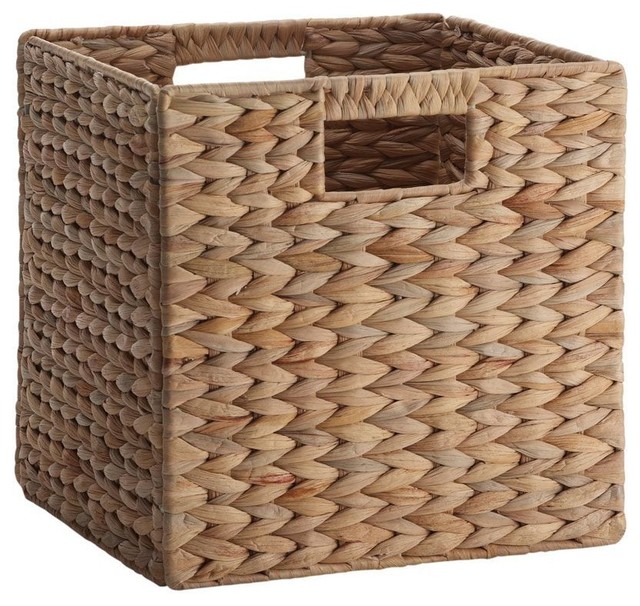 Basketville Natural Water Hyacinth Milk Crate Contemporary Baskets by Lowe's