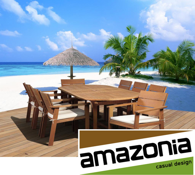 Albany 9piece Outdoor Oval Dining Set Contemporary Dining Sets