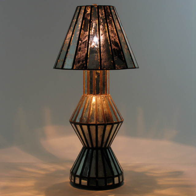 Mirrored Antiqued Glass Table Lamp Eclectic Table Lamps other