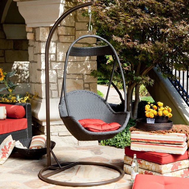 Haven All Weather Wicker Swing Chair - modern - outdoor swingsets ...