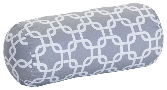 Outdoor Gray Links Round Bolster - Modern - Outdoor Cushions And Pillows - by Majestic Home Goods