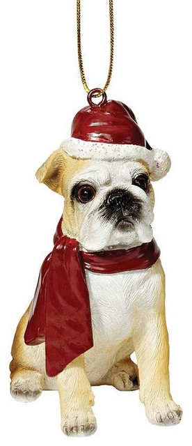 Bulldog Holiday Dog Ornament Sculpture - Contemporary - Christmas