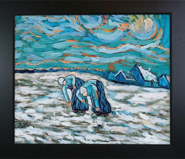 Van Gogh Two Peasant Women Digging In A Field With Snow Oil Painting Modern Prints And