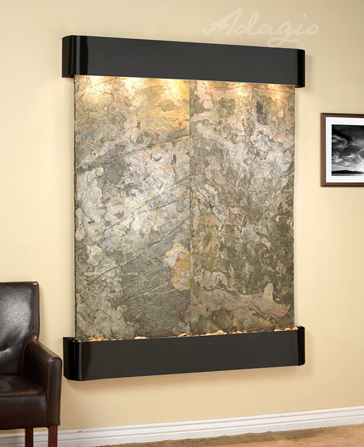 Slate Wall Mounted Water Features The Majestic River with Green Slate