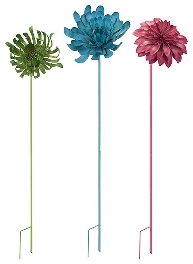 Crandall Metal Flower Garden Stake or Wall Decor, Set of 3