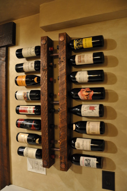 Reclaimed wood &amp; pipe wine rack rustic-wine-racks