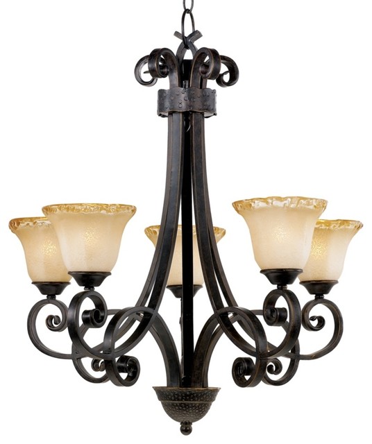 Cordelia Collection Five Light Bronze Chandelier Traditional Chandeliers