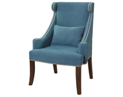 Peacock Contemporary Wingback Accent Chair With Chrome Nailhead contemporary armchairs