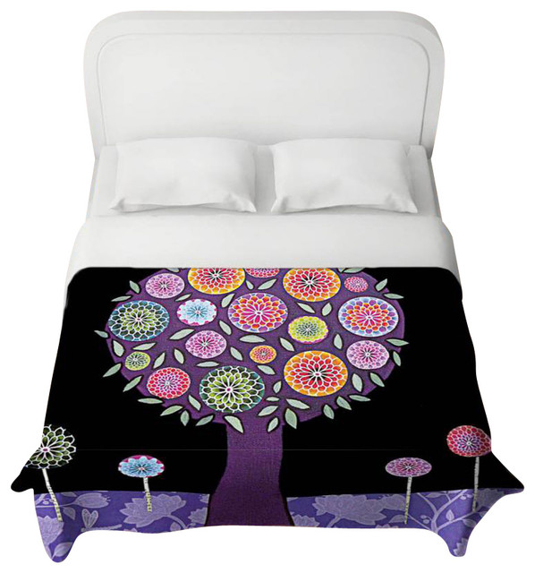 Duvet Cover Twill Purple Tree Contemporary Duvet Covers by
