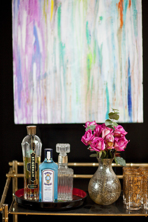 Mueble bar en caña de latón