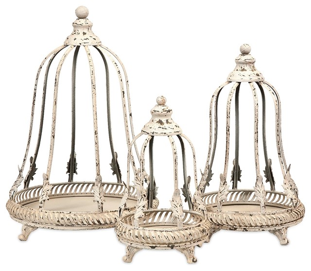 old world antique white iron decorative cloche set of 3 old world antique white iron decorative cloche set of 3