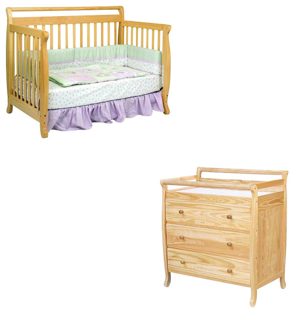 DaVinci Emily 4-in-1 Convertible Crib Nursery Set w/ Toddler Rail in