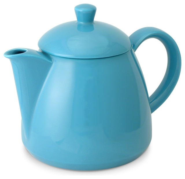 FORLIFE Acorn Teapot with Basket Infuser, 46Ounce, Teal Blue