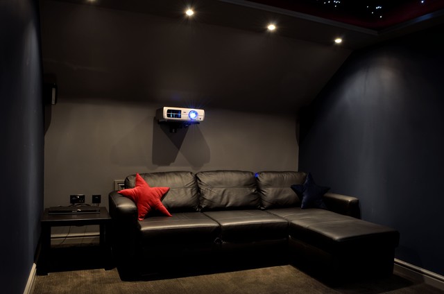 Cinema seating area and projector - Modern - Home Theater - other ...