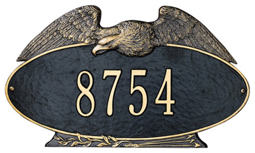 Whitehall Oval Eagle Address Plaque - traditional - outdoor decor -