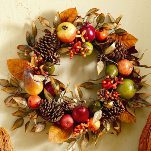Fall Fruit and Pinecone Wreath Contemporary Wreaths And Garlands