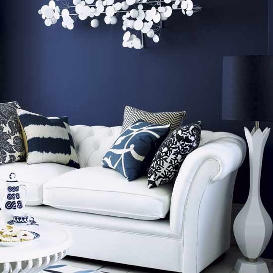 Blue wall - Modern - Living Room - london