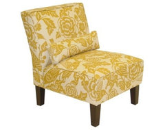 Canary Print Slipper Chair, Yellow eclectic chairs
