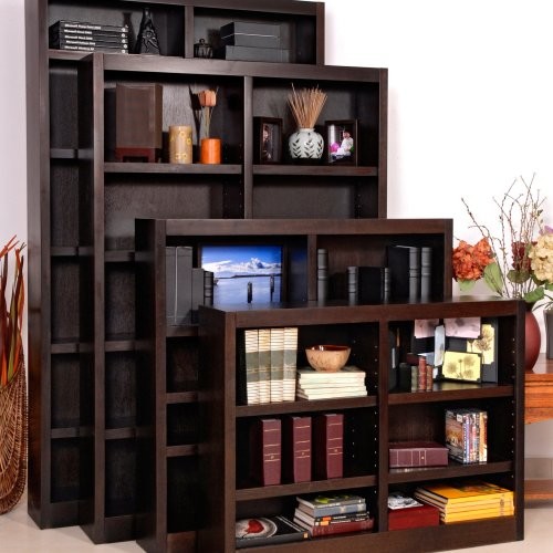 Concepts in Wood Double Wide Wood Veneer Bookcase - Espresso Dark ...