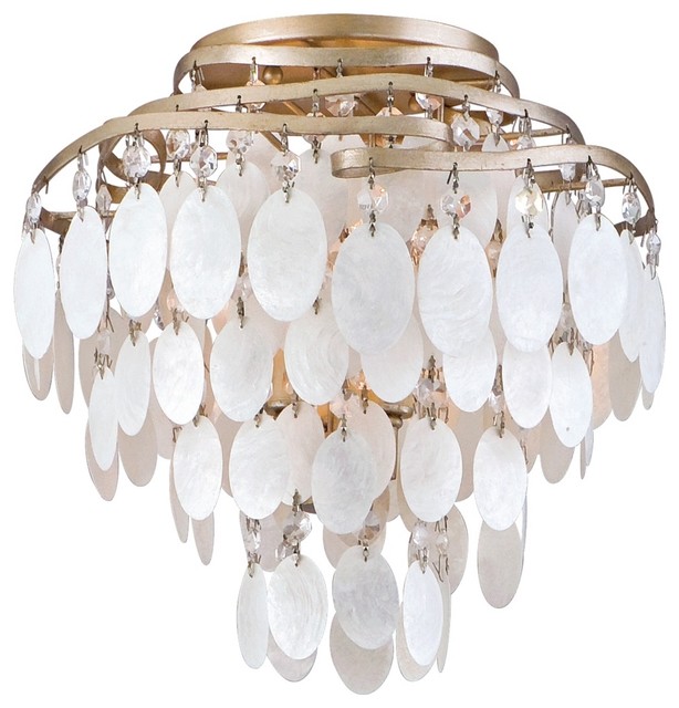 Dolce Capiz Shell 12" Wide Semiflush Ceiling Light Contemporary
