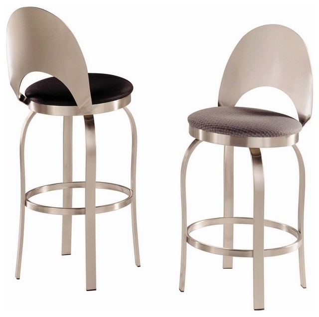 Trica Champagne Swivel Bar Stool Brushed Steel Contemporary Bar
