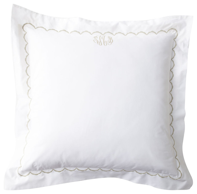 Embroidered Percale European Sham Plain - WHITEGOLD contemporary-bed ...