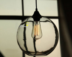 Modern Simple Orb Clear Glass Pendant Lighting contemporary-pendant-lighting