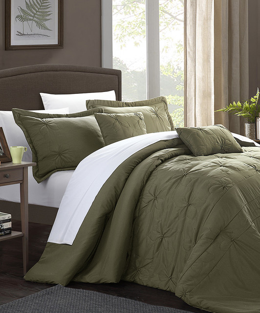 Olive Arabella Floral Quilted Appliqué Comforter Set Modern Comforters And Comforter Sets