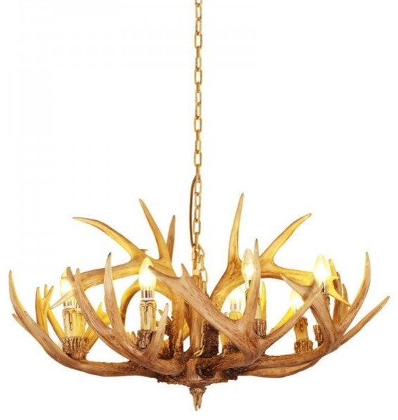 Iron Chain 8 Lights Rustic Resin Antler Chandelier Rustic