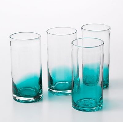 Bobby Flay Ombre Highball Glass Set, Teal - Contemporary - Cocktail ...