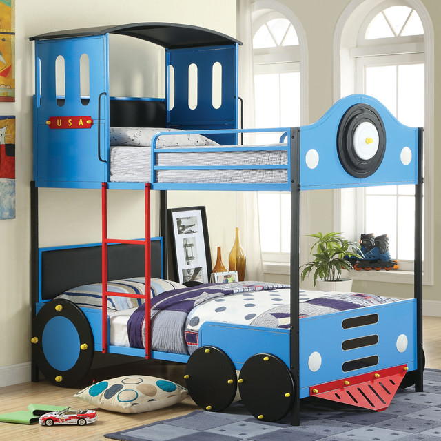 Furniture of America Blue Train Metal Youth Bunk Bed