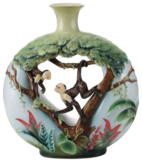 FRANZ PORCELAIN COLLECTION Monkey Mischief Vase Large FZ02007